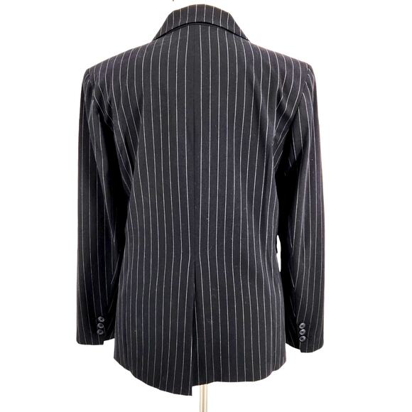 Norma Kamali Black Single Breasted Pinstripe Blazer Size 18 - Picture 4 of 5